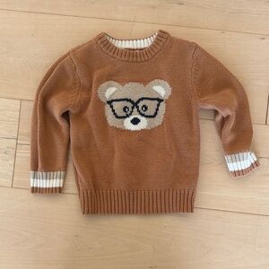 Cat & Jack Brown Bear Sweater with Glasses